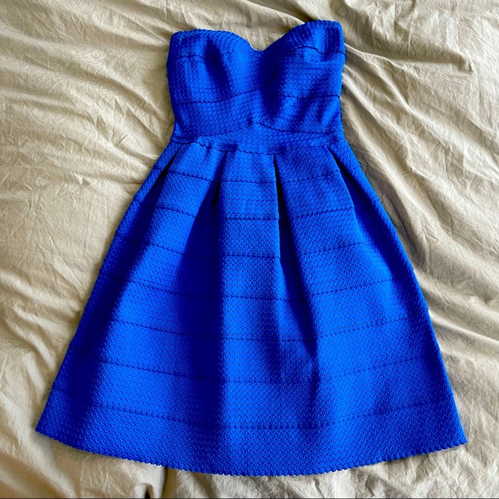 Blue Bandage Fit & Flare Cocktail Dress